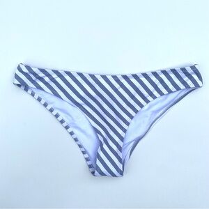 Grey White Diagonal Stripe Bikini Bottoms Mid Rise Swimwear NWT Hygienic Liner